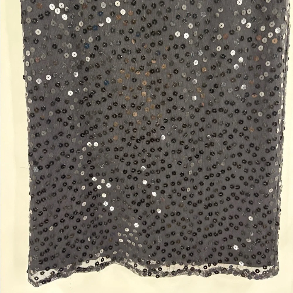 Vintage Y2K 2000s edgy cocktail boho disco sequin midi black skirt size 25